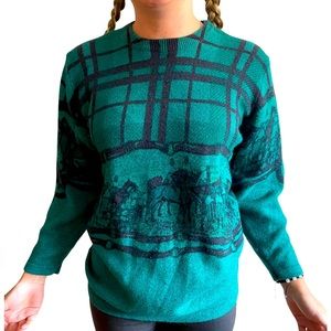 Vintage Magnolia Green Horse Sweater